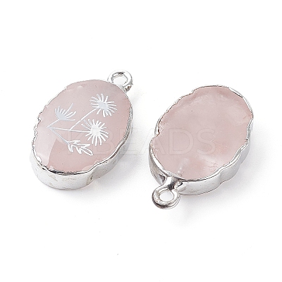 Natural Rose Quartz Oval Pendants G-C102-07P-02-1