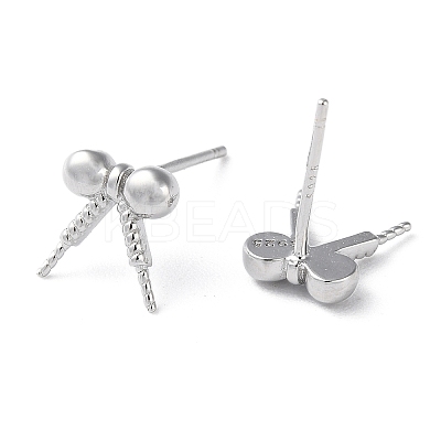 Rhodium Plated 925 Sterling Silver Stud Earring Findings STER-M115-02P-1