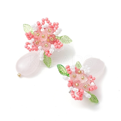 Flower Handmade Glass Seed Beads Stud Earrings EJEW-MZ00449-1