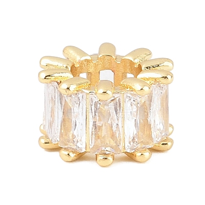 Real 18K Gold Plated Brass Micro Pave Cubic Zirconia European Beads KK-C170-32G-02-1