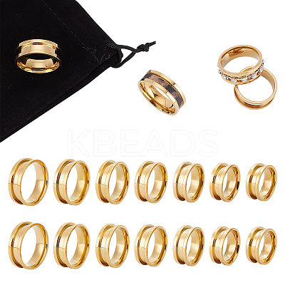 14Pcs 7 Size Stainless Steel Grooved Finger Rings Set RJEW-UN0002-71G-1