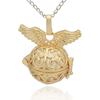 Golden Tone Brass Hollow Round Cage Pendants KK-J234-05G-1