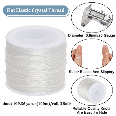 2 Rolls Flat Elastic Crystal Spandex String EW-BBC0001-02B-01-1