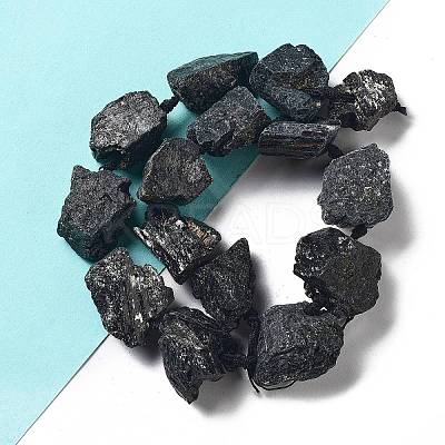 Raw Rough Natural Black Tourmaline Beads Strands G-J388-A12-01-1
