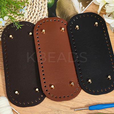 3Pcs 3 Colors Oval PU Leather Knitting Crochet Bags Nail Bottom Shaper Pad DIY-CL0002-16-1