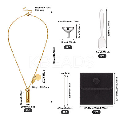 1Pc 304 Stainless Steel Column Urn Ashes Necklace DIY-TA0010-14B-1