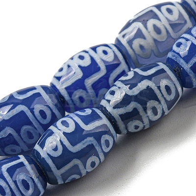 Blue Tibetan Style dZi Beads Strands TDZI-NH0001-C12-01-1