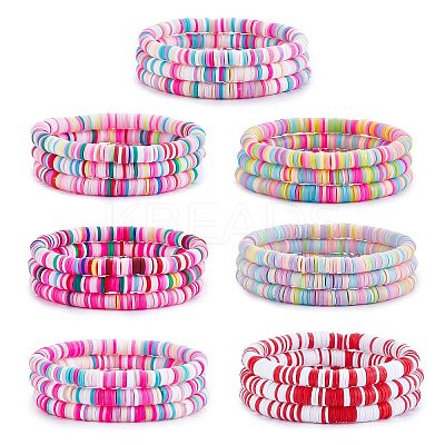 Handmade Polymer Clay Heishi Surfer Stretch Bracelets Set BJEW-SW00099-06-1