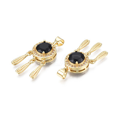 Brass Micro Pave Clear Cubic Zirconia Pendants ZIRC-N039-212-1