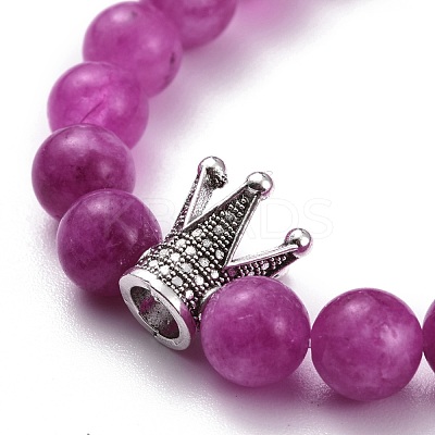 Dyed Natural Chalcedony Round Beads Stretch Bracelets Set for Girl Women BJEW-JB07058-1
