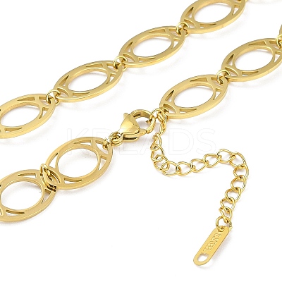 Ion Plating(IP) 304 Stainless Steel Oval Link Chain Necklaces for Women NJEW-K276-04A-G-1