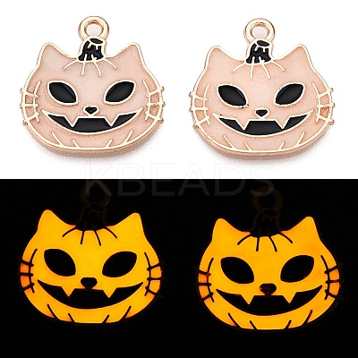 Halloween Theme Rack Plating Luminous Alloy Enamel Pendants ENAM-N056-239G-1