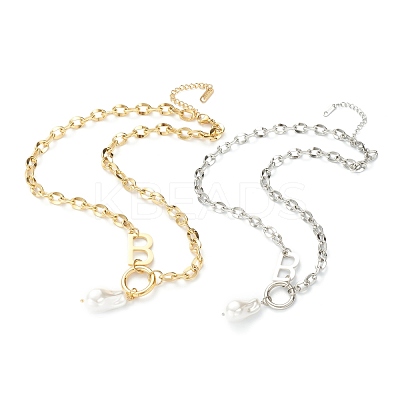 Acrylic Imitation Pearl Pendant Necklaces NJEW-L458-081-1