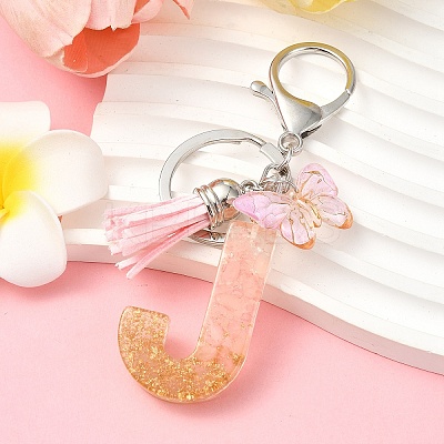 Resin & Acrylic & Faux Suede Tassel Keychain KEYC-YW00123-10-1