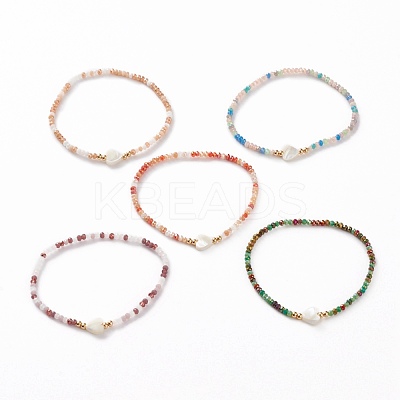 Faceted Rondelle Glass Beads Stretch Bracelets BJEW-JB05793-1