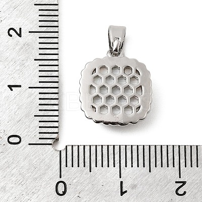 Natural Shell & Green Cubic Zirconia Charms KK-G553-07P-1