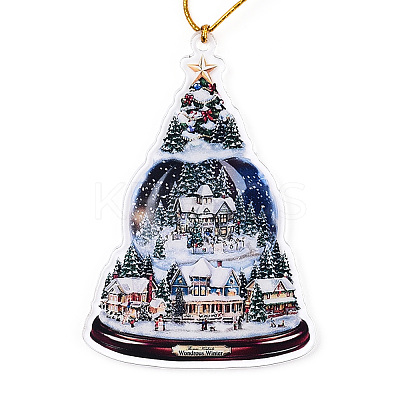 Acrylic Christmas Tree Pendant Decoration HJEW-Q010-01D-1