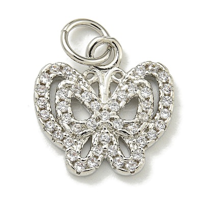 Rack Plating Brass Micro Pave Cubic Zirconia Charms KK-K386-08P-1