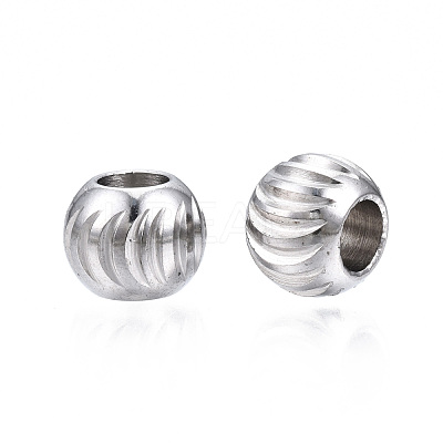 Tarnish Resistant 201 Stainless Steel Corrugated Beads STAS-S117-014B-1