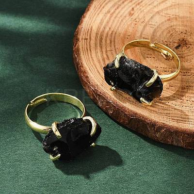 Natural Obsidian Finger Rings RJEW-B122-01G-03-1