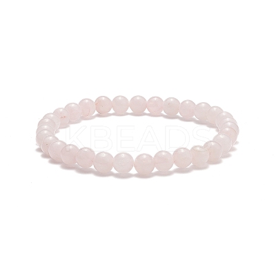 5Pcs 5 Style Natural Rose Quartz & Brass Beaded Stretch Bracelets Set BJEW-JB08870-02-1