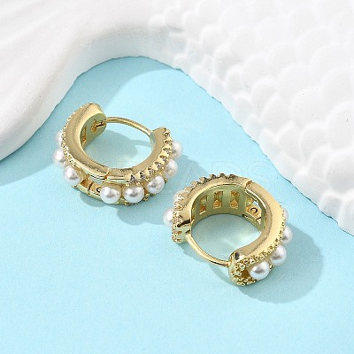 Real 18K Gold Plated Hollow Chunky Cubic Zirconia Huggie Hoop Earrings EJEW-I260-05G-NR-1