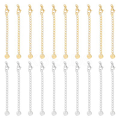 20Pcs 2 Colors 304 Stainless Steel Chain Extender STAS-UN0060-91-1