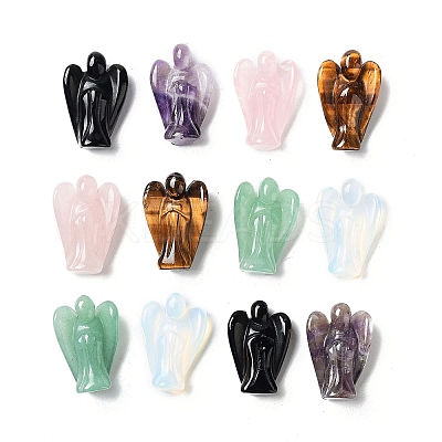 Natural & Synthetic Gemstone Carved Angel Statues Ornament G-P525-16-1