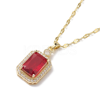 Brass Micro Pave Cubic Zirconia Pendant Necklaces NJEW-C039-02KCG-1
