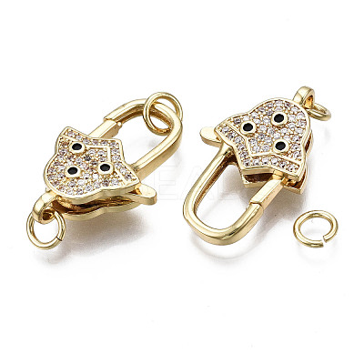 Brass Micro Pave Cubic Zirconia Lobster Claw Clasps KK-Q769-033-NF-1