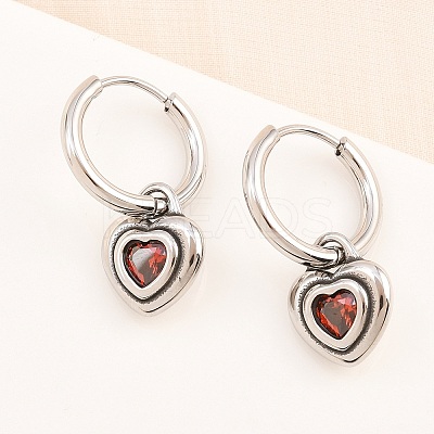 316 Surgical Stainless Heart Hoop Earrings EJEW-C160-16-1