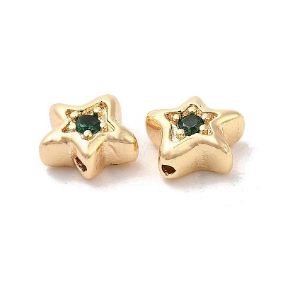 Brass Cubic Zirconia Beads KK-Q773-01G-04-1
