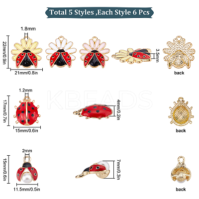 30Pcs 5 Style Alloy Enamel Pendants FIND-SC0003-07-1