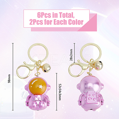 6pcs 3 Colors Acrylic Spaceman Pendant Keychain KEYC-DC0001-10-1
