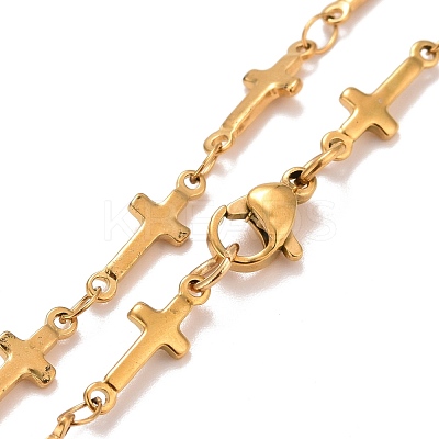 304 Stainless Steel Rosary Bead Necklaces NJEW-E133-02G-1