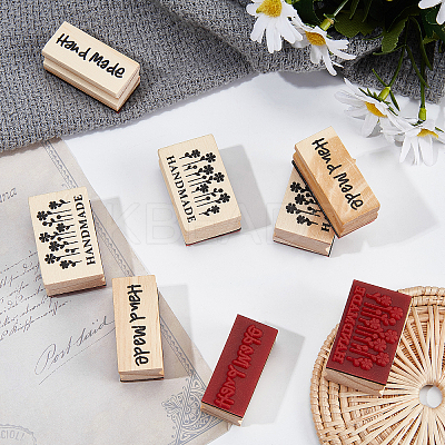 8Pcs 2 Styles Wooden Stamps DIY-OC0005-80-1