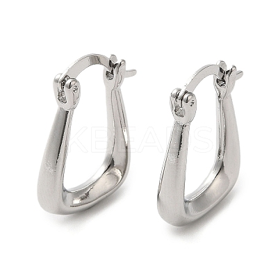 Rack Plating Brass Twist Trapezoid Hoop Earrings for Women EJEW-D071-01P-1