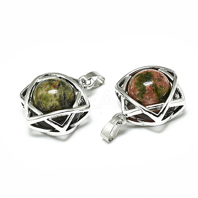 Natural Unakite Pendants G-R485-01B-1
