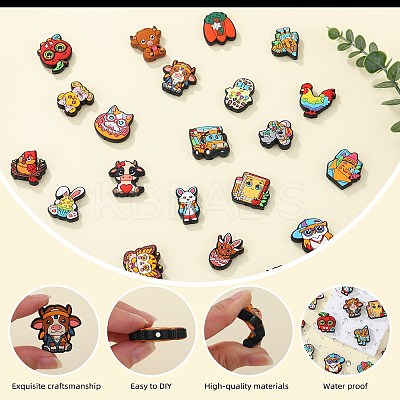 12Pcs 6 Style Food Grade Eco-Friendly Silicone Focal Beads SIL-SZ0002-72B-1
