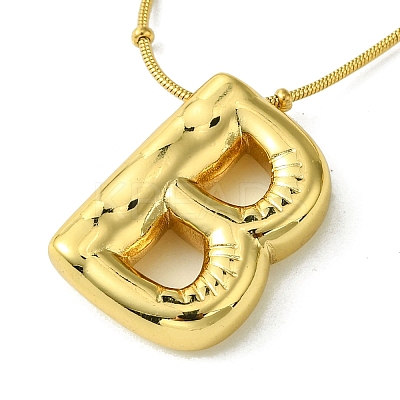 Ion Plating(IP) Initial Letter 304 Stainless Steel Pendant Necklace NJEW-R265-05G-B-1