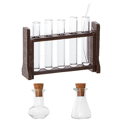 Wood & Glass Test Tube Rack & Measuring Cup DJEW-WH0039-95B-1