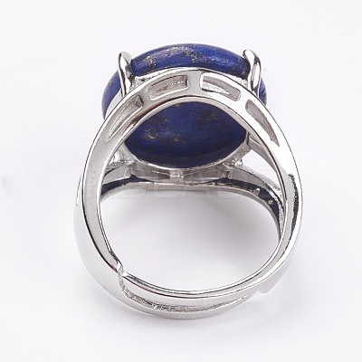 Adjustable Natural Lapis Lazuli Finger Rings RJEW-F075-01L-1