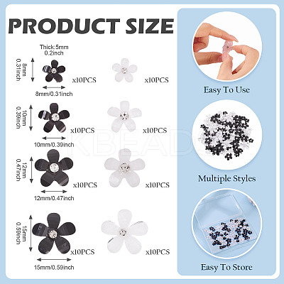 80Pcs 8 Styles Flower Resin Cabochons RESI-TA0004-28B-1