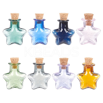 8Pcs 8 Colors Mini High Borosilicate Glass Bottle Bead Containers BOTT-DR0001-01-1