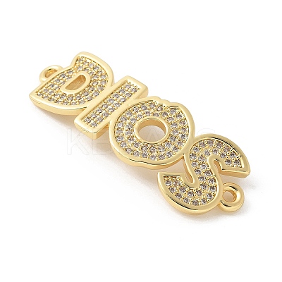 Brass Micro Pave Clear Cubic Zirconia Letter DIOS Connector Charms KK-P294-34G-1