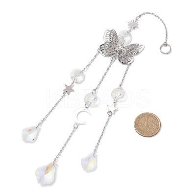 Butterfly Brass Hanging Suncatchers HJEW-JM04249-1