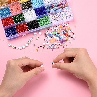 DIY Letter Bracelet Keychain Making Kit DIY-YW0006-01-1