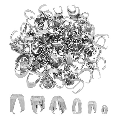 120Pcs 6 Style 304 & 201 Stainless Steel Snap on Bails STAS-UN0052-30-1