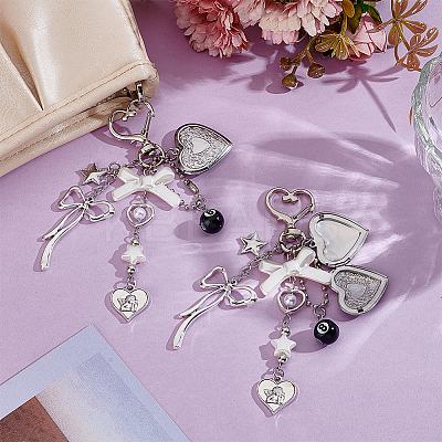 2Pcs ABS Plastic Imitation Pearl & Acrylic & Alloy Pendant Decorations KEYC-NB00029-1