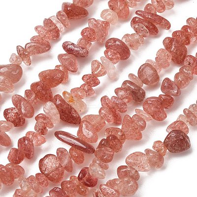 Natural Strawberry Quartz Chip Bead Strands G-M205-56A-1